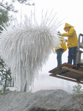 Cleaning Dale Chihuly's Icicle at Sleeping Lady Resort