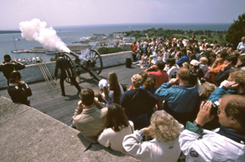 Fort Mackinac cannon firing
