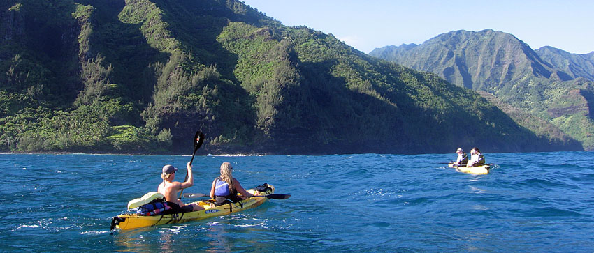 Kayakers on the Na Pali Coast