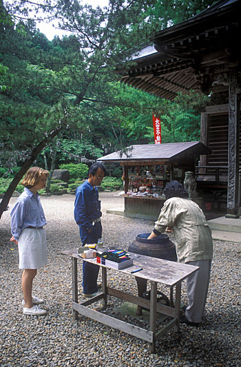 Susie Juillerat and Yuichi Kato at a shrine