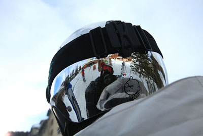 Reflective chrome ski helmet
