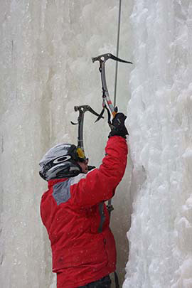 Dick Butler attacking the ice wall