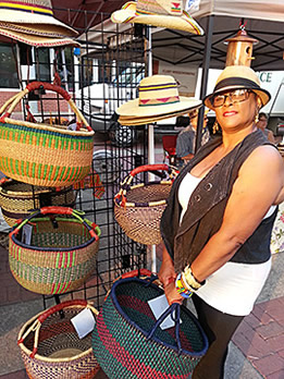 San Francisco Farmers Market gal with baskets