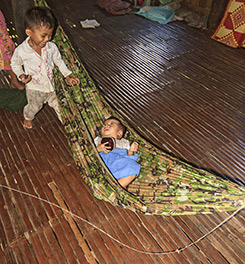 Cambodian child in hammock