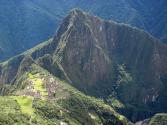 Montana Picchu hike with view of the ruins and Huayna PicchuPicchu