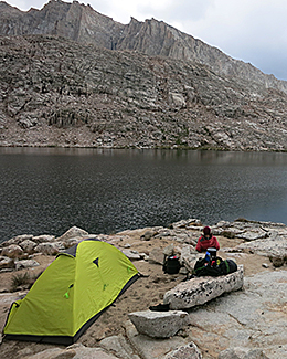 Camping on Guitar Lake on the John Muir Trail