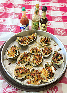 Oysters flame-broiled