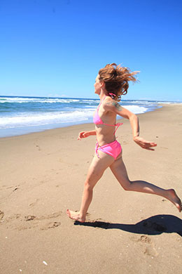 Running to the surf