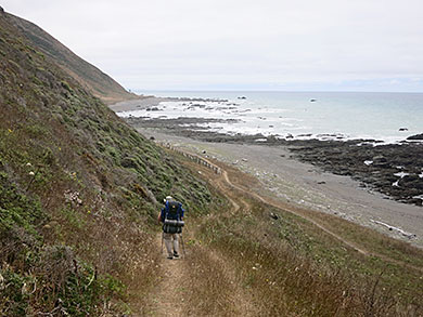 Hiking along the beach