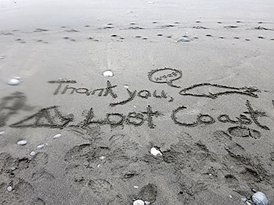 Thanks written in the sand