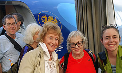 Passengers deplaning in Cuba