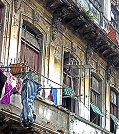 Laundry drying on Havana balcony