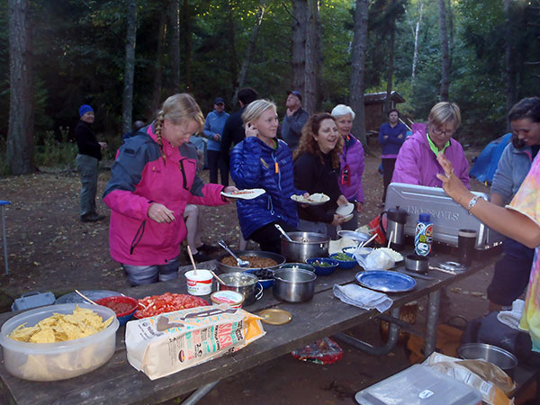 San Juan Islands kayaking camp dinner