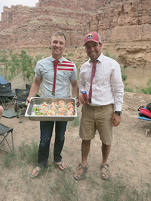 Camp appetizers in the Cataract Canyon 