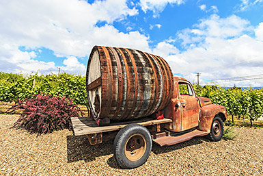 Iconic wine barrel truck at Cassini Cellars
