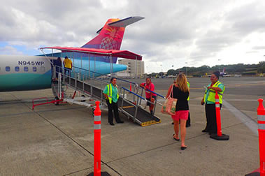 Hawaiian airplane on runway