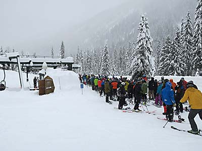 Whitewater ski lift line