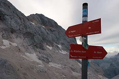 Slovenia Mount Triglav climb trail signs