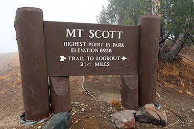 Crater Lake Mount Scott Trail sign