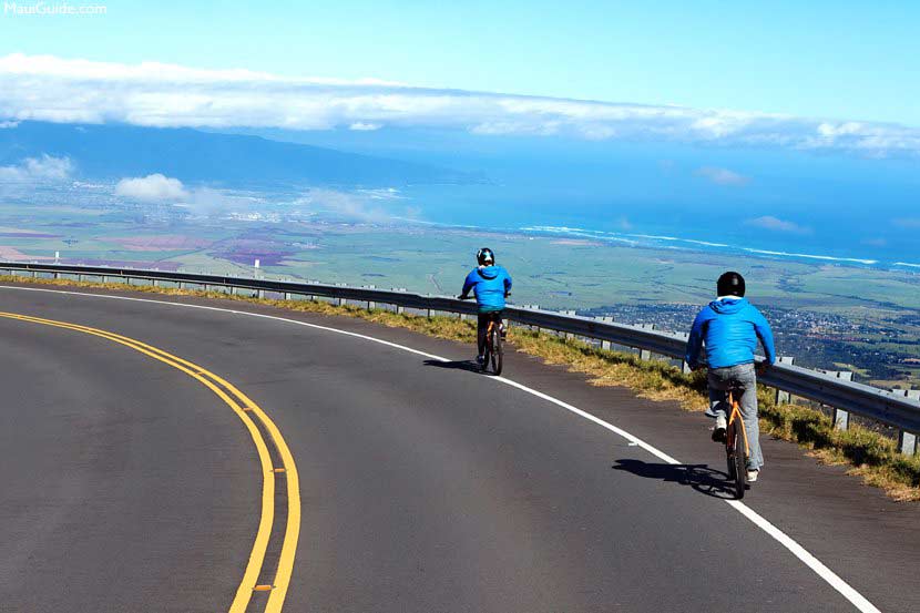 Maui biking the Haleakala Volcano road