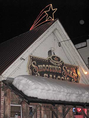 Shooting Star Saloon night exterior