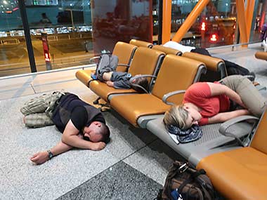 Beijing airport, napping between planes