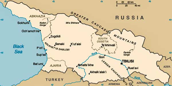 CIA factbook map of the Republic of Georgia