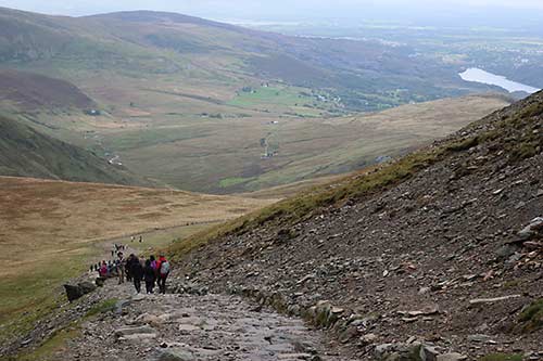 Hiking down Snowden Mountain