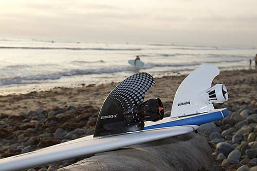 Boost Surfing fin models on beach