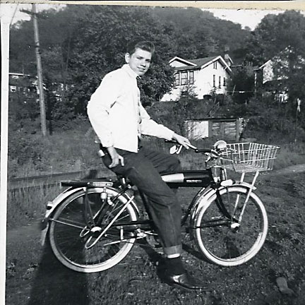 Ted Blishak on bicycle