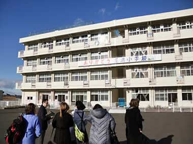 Damaged Arahama School in Sendai