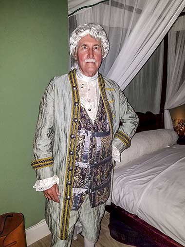 Actor portraying George Washington in brother Lawrence's Barbados bedroom