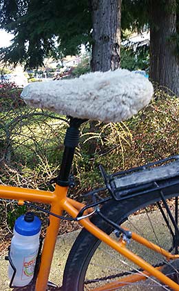 Sheepskin bicycle seat cover