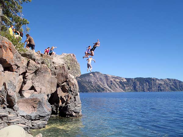 Jumping into Crater Lake