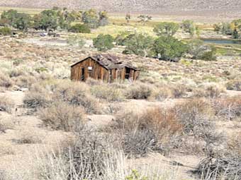 A dilapidated shack in the high desert