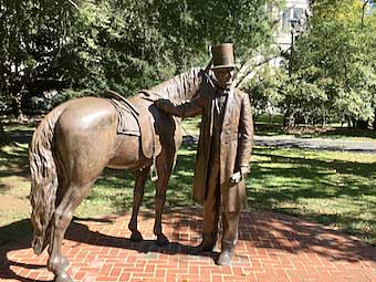 Sculpture - Lincoln rode his horse to work every morning