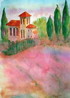 Tuscany landscape painting by Mary Dale