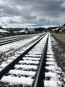 Snow on the Railroad Tracks in Truckee California