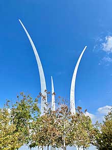 Stainless steel spires reach for the sky at the US Air Force Memorial