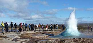 Iceland geyser with audience