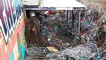Bicycle junk yard in Bellingham, WA