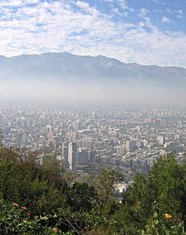 Mountains surround Santiago