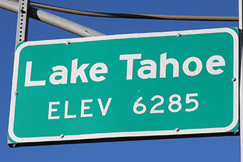 Lake Tahoe elevation sign
