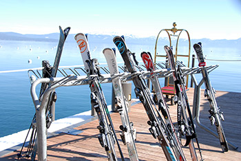 Skis on Lake Tahoe dock