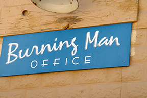Burning Man office sign