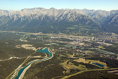 Alberta, Canmore and the Bow Valley from atop Ha Ling