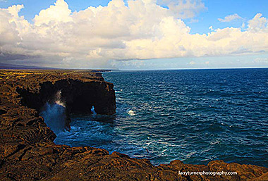 Hawaii Big Island shore cliff