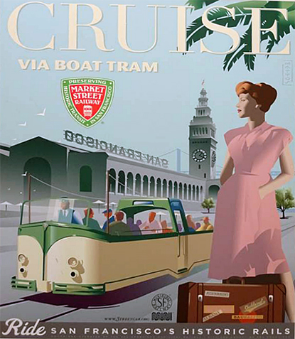 San Francisco Railway Museum boat tram poster