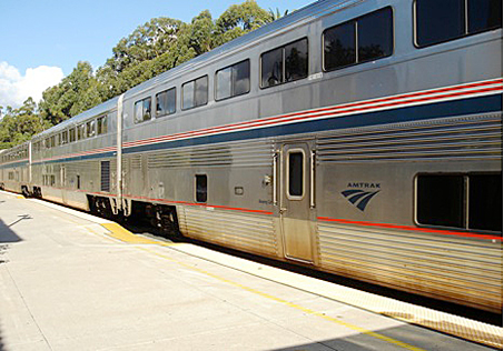 Amtrak train in station