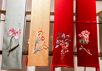 Silk scarves at Wensli Silk Museum